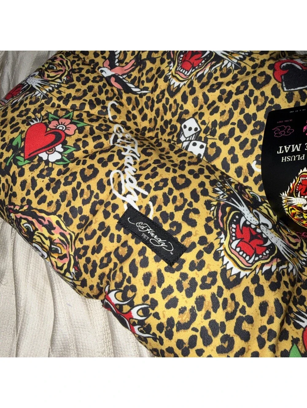Ed Hardy Crate Pet Mat Cushion Tiger Cheetah Print New 24x16 In